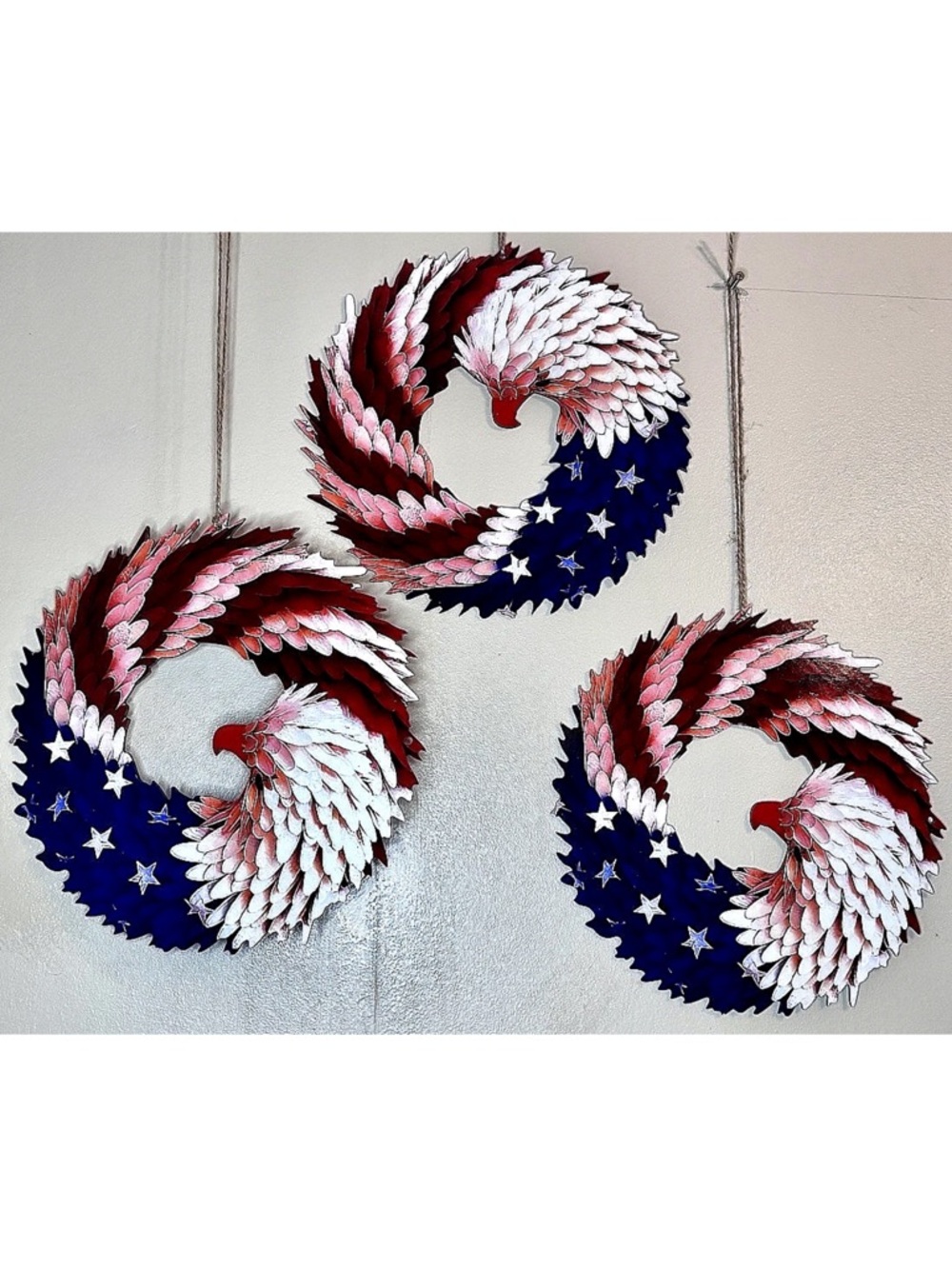 🇺🇸AMERICAN EAGLE FLAG PLAQUE🇺🇸 3-PK
WOOD USA Wreath DOOR WALL Holiday Decor